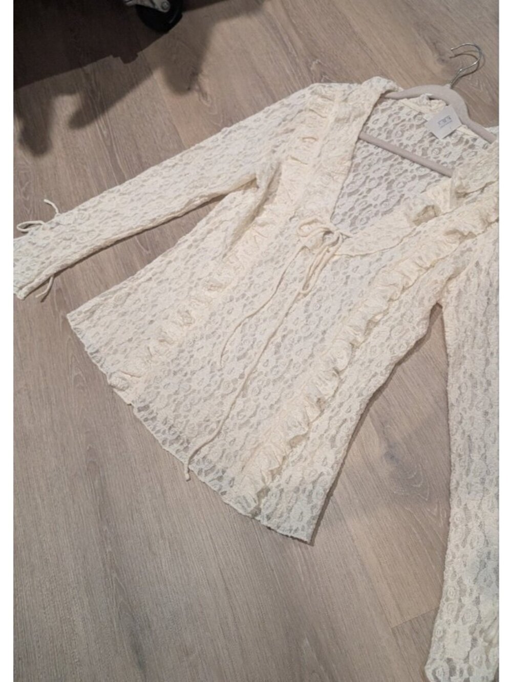 Cream CottageCore Lace Zara cream Bell Sleeve  top - Picture 5 of 9